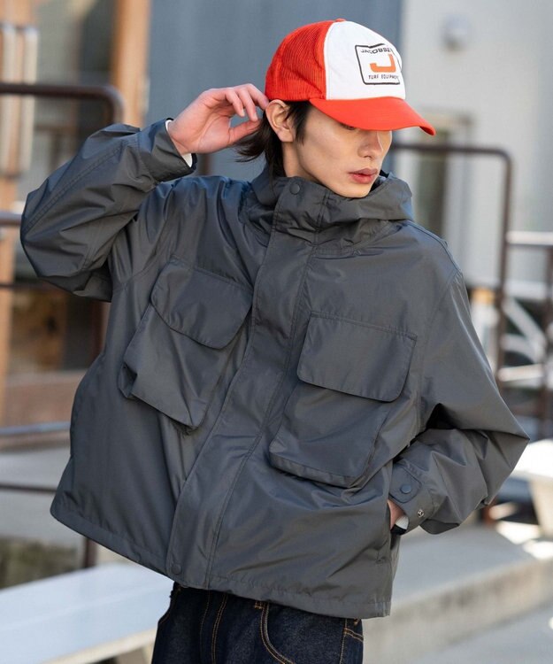 WEGO 【ユニセックス着用ITEM/アウトドア】フードシェルブルゾン ダークグレー