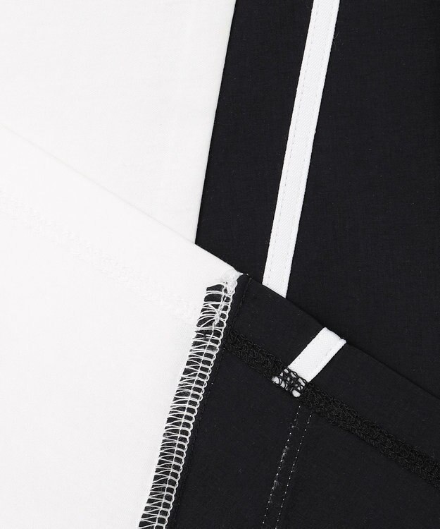 ICB 【洗える】シルケットコンビスムース カットソー オフホワイト×ブラック系