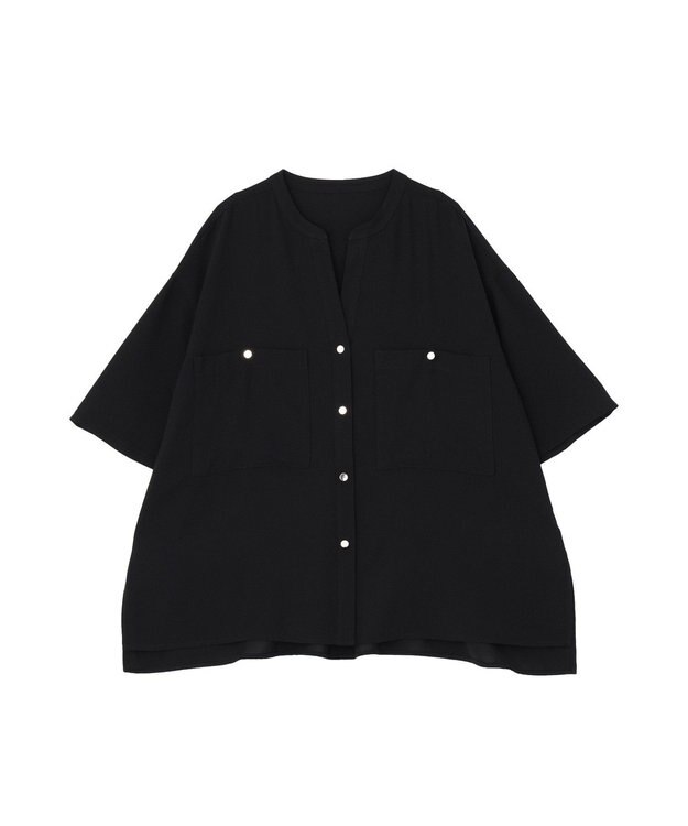 AMERICAN HOLIC 【WEB限定】ミリタリーWポケットスキッパーシャツ Black