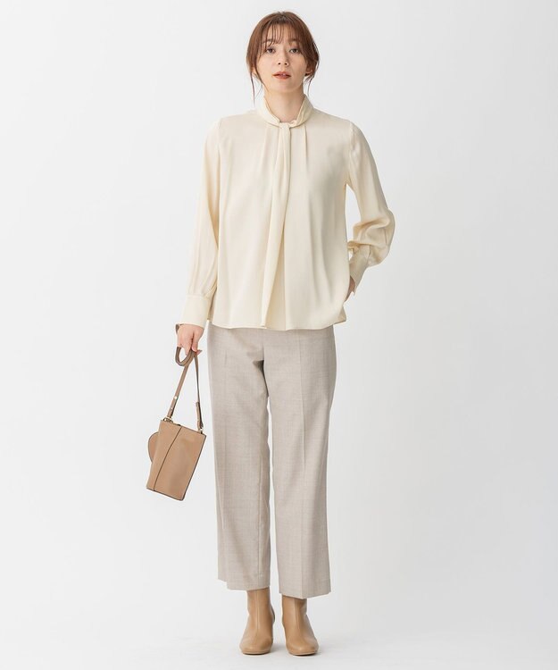 自由区 【セットアップ可】ライトウールトロピカル ストレートパンツ ベージュ系