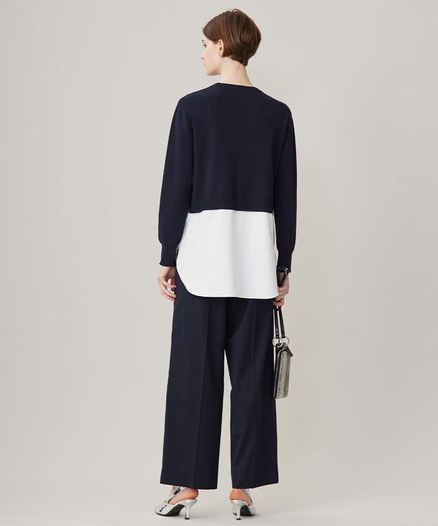 ICB 【WEB&一部店舗限定カラーあり】クロスコンビ ニットプルオーバー ネイビー系