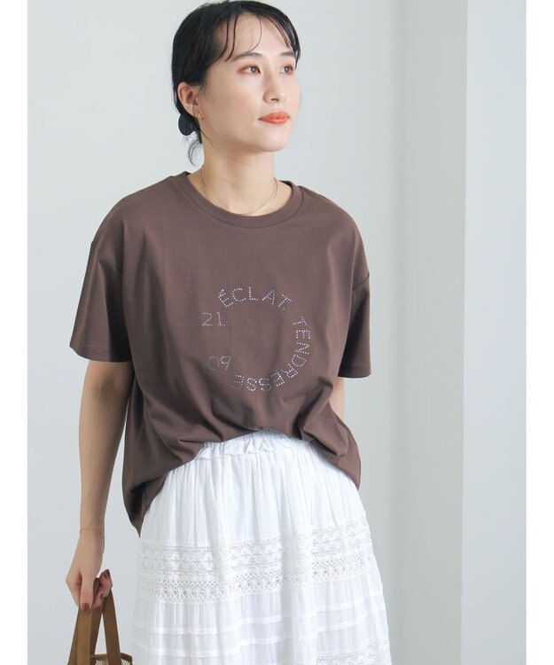 Te chichi ラインストーンサークルロゴTシャツ《新色追加》 ブラウン