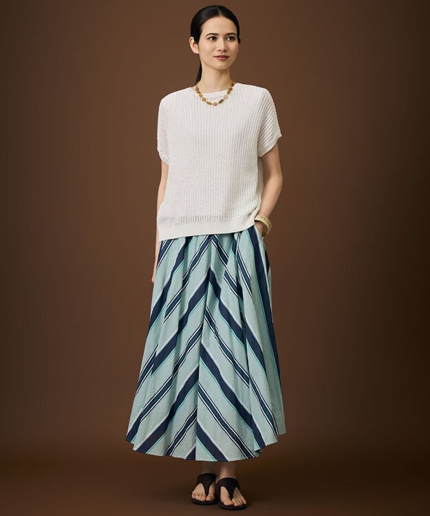 自由区 S 【WEB限定・2点SET・着回し3WAY以上】セットアップニット・スカート オフ×ベージュ