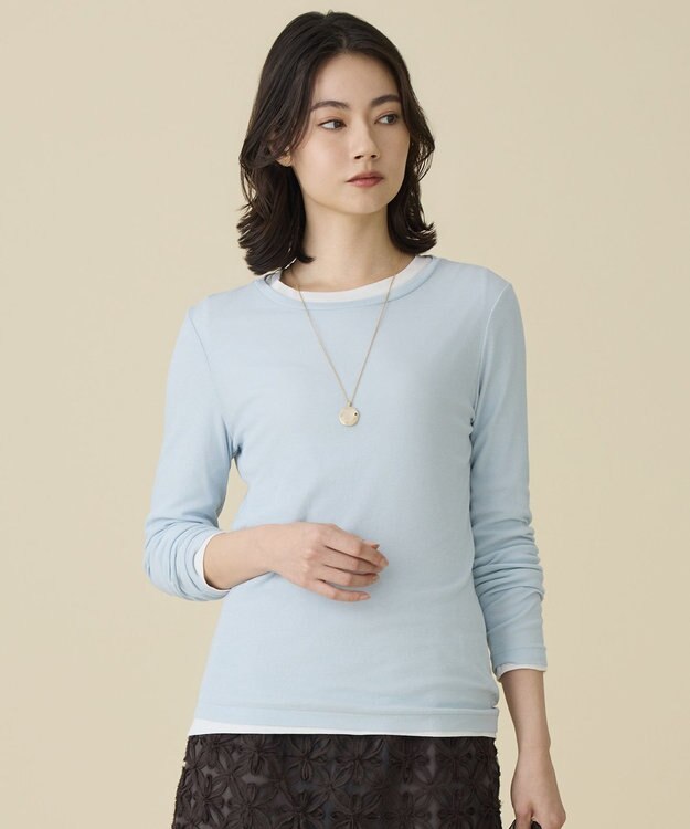 自由区 S レイヤリングシアーインナー カットソー サックスブルー