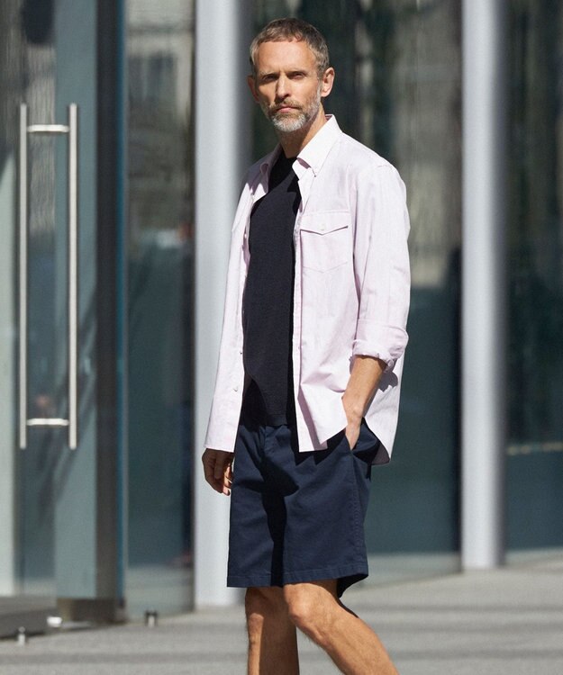 J.PRESS MEN 【HYBRID LINEN】ボタンダウンシャツ ピンク系