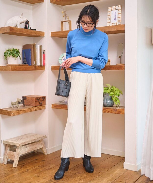 WEGO 【WEB限定/2025年秋冬新作/裾カットOK！自分サイズに調整可能/ウエストゴム/しわになりにくい/】カットプリーツパンツ ホワイトアイボリー