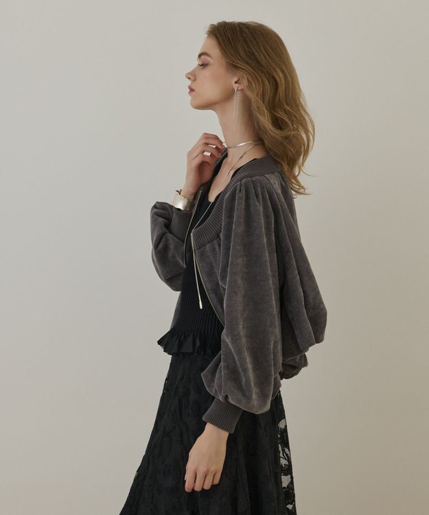 GRACE CONTINENTAL バルーンモールカットカーディガン グレー