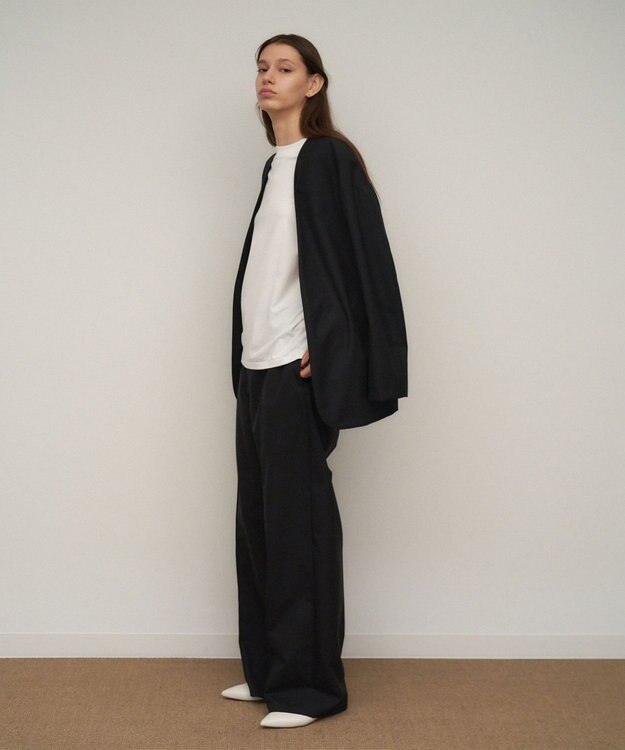 ATON WOOL TROPICAL | ピンタックイージーパンツ BLACK