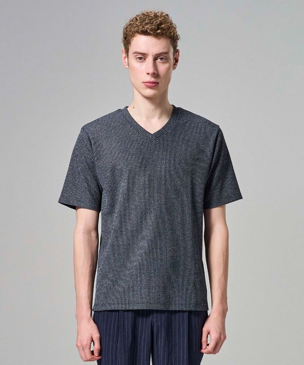 JOSEPH HOMME 【新色追加】メランジクロスジャージー　Vネックカットソー ネイビー系