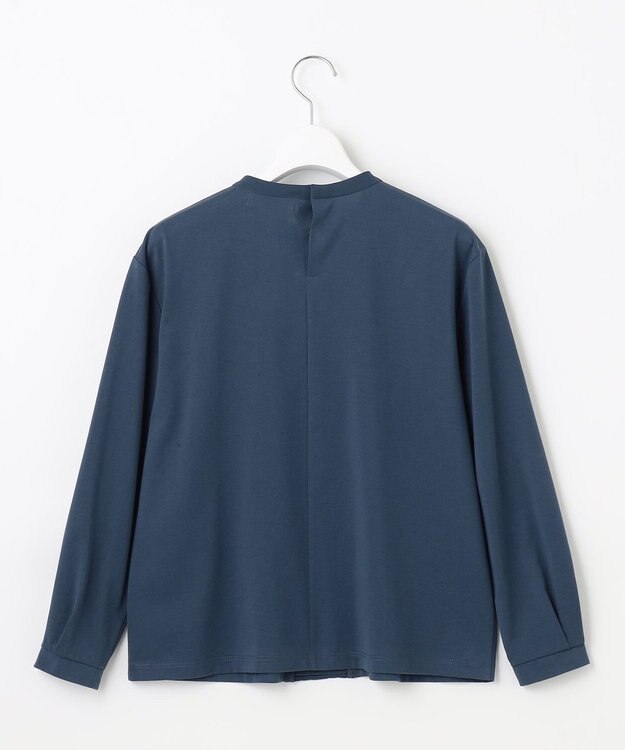 J.PRESS LADIES 【吸水速乾】プレーティングジャージー タックディティール カットソー ダルブルー系