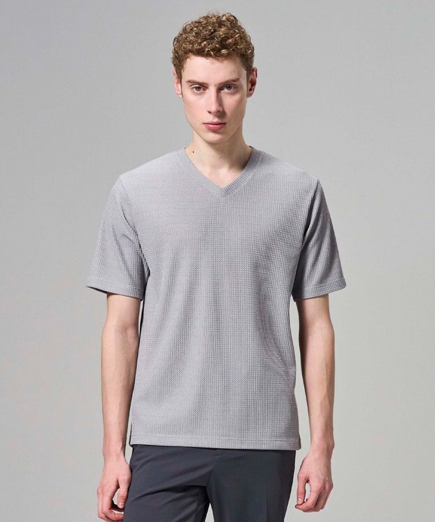 JOSEPH HOMME 【新色追加】メランジクロスジャージー　Vネックカットソー ライトグレー系
