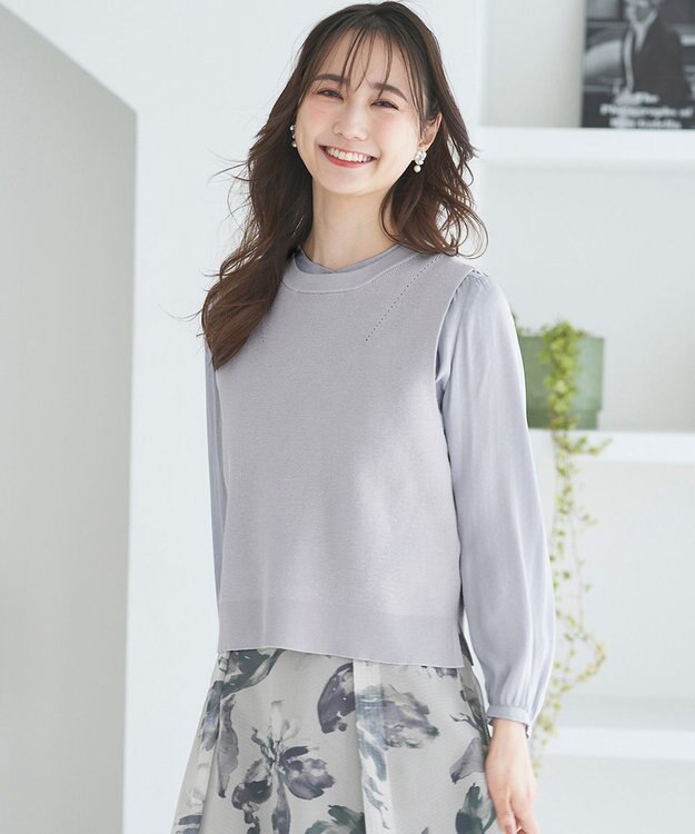 ANY SIS 【前後着用可】2WAYニット ベスト ライトグレー