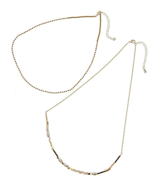 Green Parks ｅｖｅｒｙ　ｗａｌｋ．２点セットビーズＭＩＸネックレス Gold