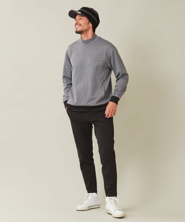 23区GOLF 【23Fondation/MEN】ストレッチ裏フリース モックネック ライトグレー系