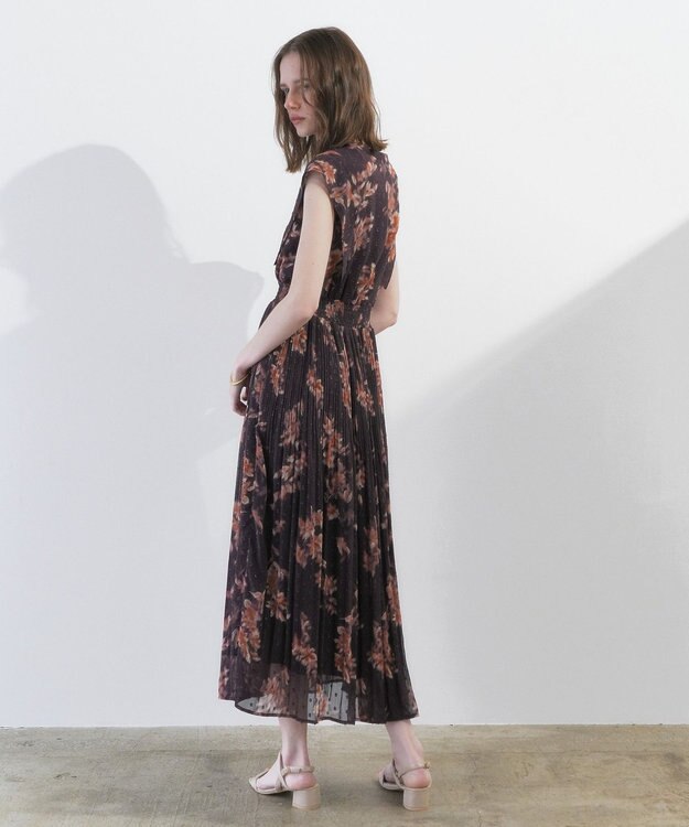 YECCA VECCA ぼかし柄プリーツワンピース Brown