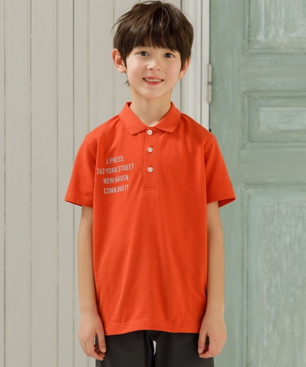 J.PRESS KIDS 【100-130cm】T/C ライト カノコ 半袖ポロシャツ オレンジ系