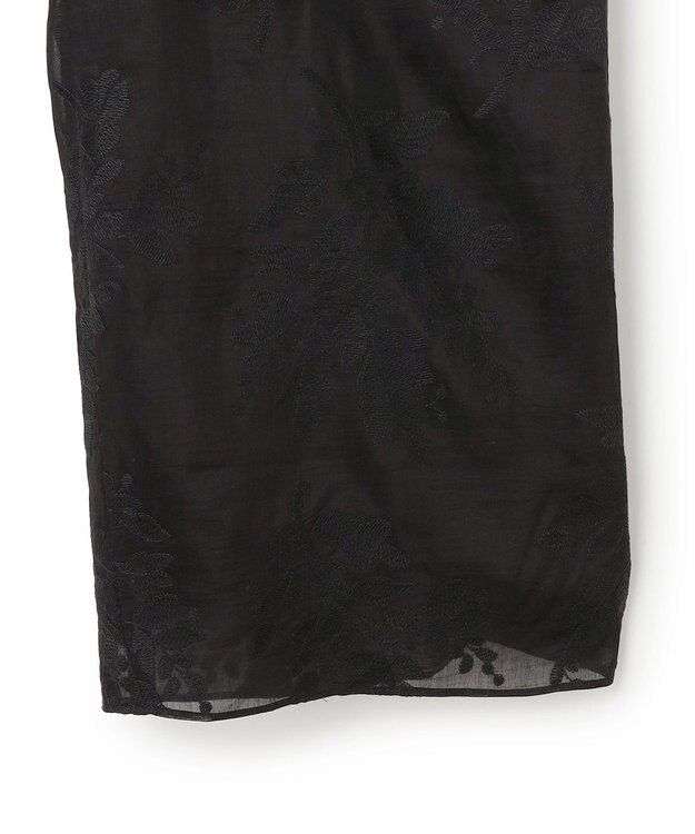 UNFILO L 【ウエストゴム】ボタニカル エンブロイダリー パンツ ブラック