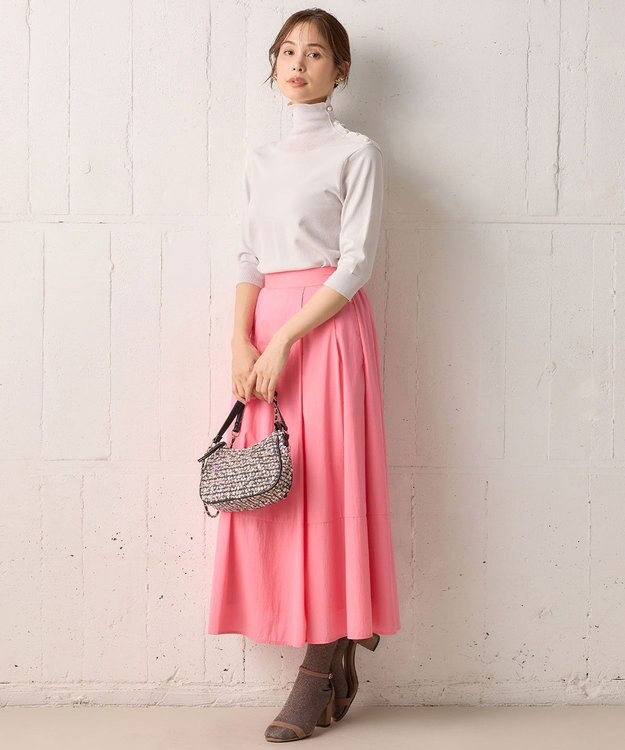 組曲 【洗える・後ろゴム】ナイロンリヨセルタフタ フレアスカート ピンク系