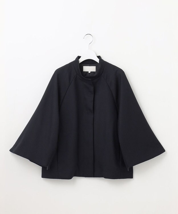 自由区 S ライトウールダブルクロススタンドカラー ジャケット ネイビー系