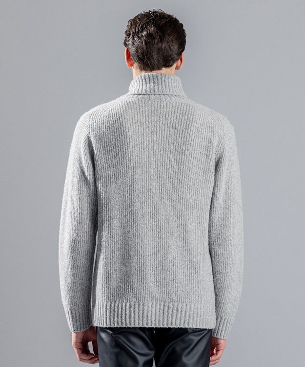 JOSEPH HOMME エクストラファインブークレ　タートルネックニット ライトグレー系