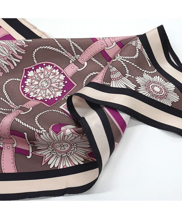 Marca 【Marcaオリジナル】バイカラーベルト シルクツイル 菱形スカーフ ベリー×ブラウン