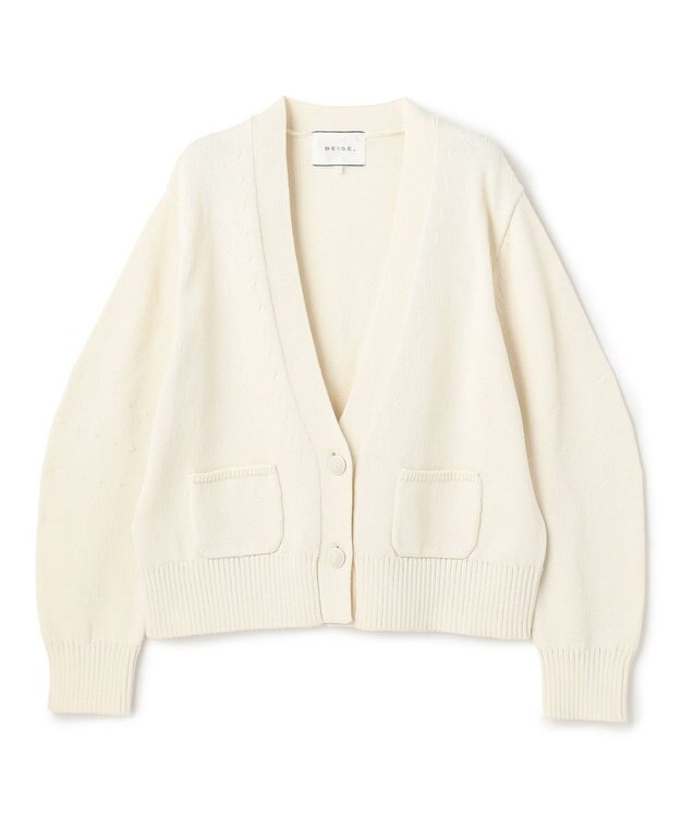 BEIGE， HELIODOR / マリンボタンクロップドカーディガン Ecru