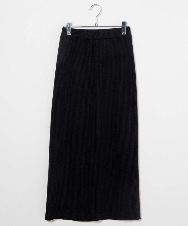 WEGO カラーリブイージーロングスカート ブラック