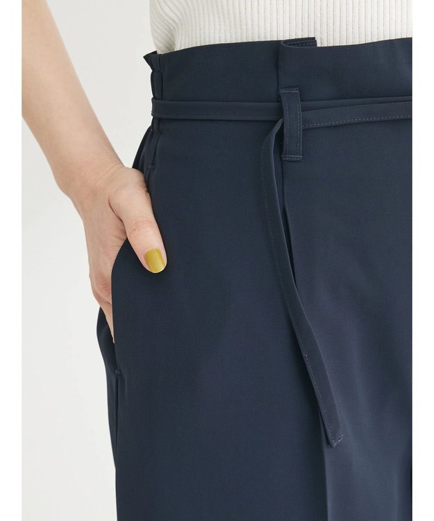 Green Parks きれいシルエットパンツ（ベルト付きとろみワイド） Dark Navy