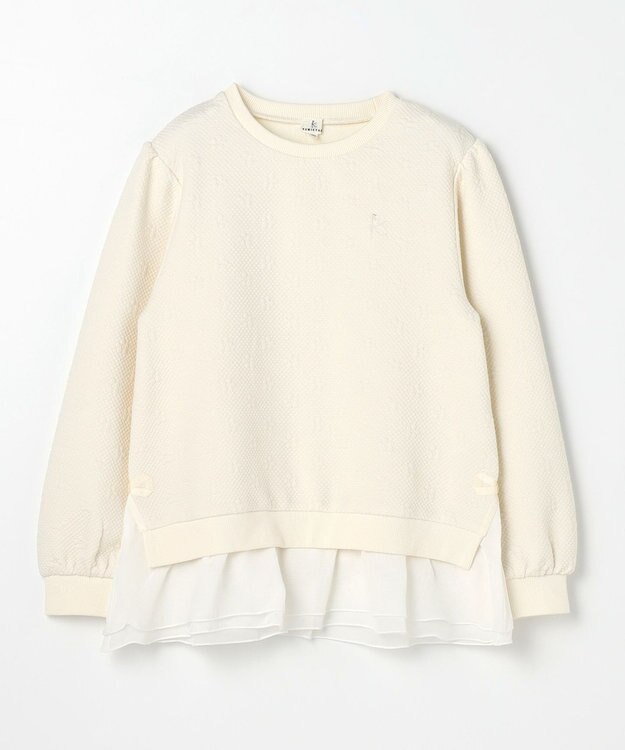 組曲 KIDS 【150-160㎝】フラワーキルト トレーナー アイボリー