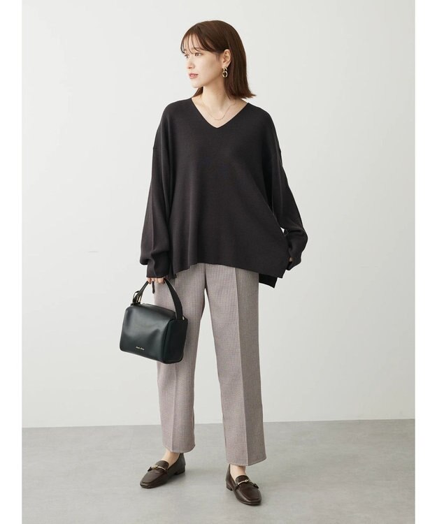 Green Parks 洗える　ミラノリブ編みニットプルオーバー Dark Gray