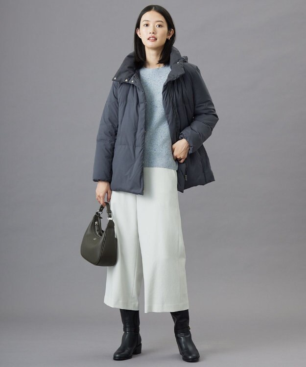 J.PRESS LADIES L 【洗える】ブラッシュドマルチポリ ショート ダウンコート スレート系