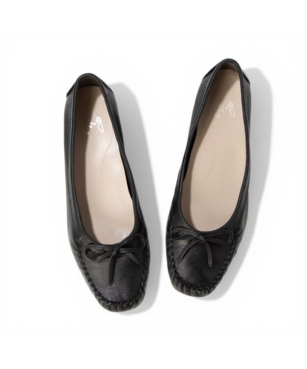 ing <ing>リボンモカシンシューズ ブラック