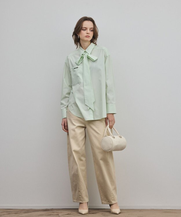 GRACE CONTINENTAL サイド切替バレルパンツ ベージュ