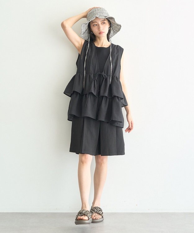 earth music&ecology 【セットアップ対応】ウエストリボンバミューダパンツ Black