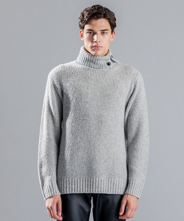 JOSEPH HOMME エクストラファインブークレ　タートルネックニット ライトグレー系