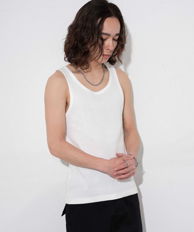 WEGO 【綿100%】リブタンクトップ ホワイト