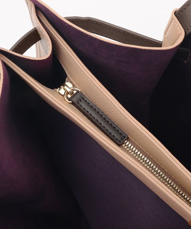 LA BAGAGERIE コンビカラーA4トートバッグ グレージュ