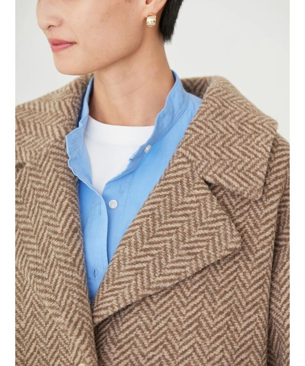 AMERICAN HOLIC ツイードライクコクーンミディコート Brown