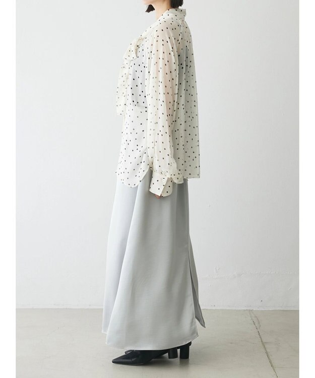 Green Parks AnriettMusee サテンナロースカート Gray