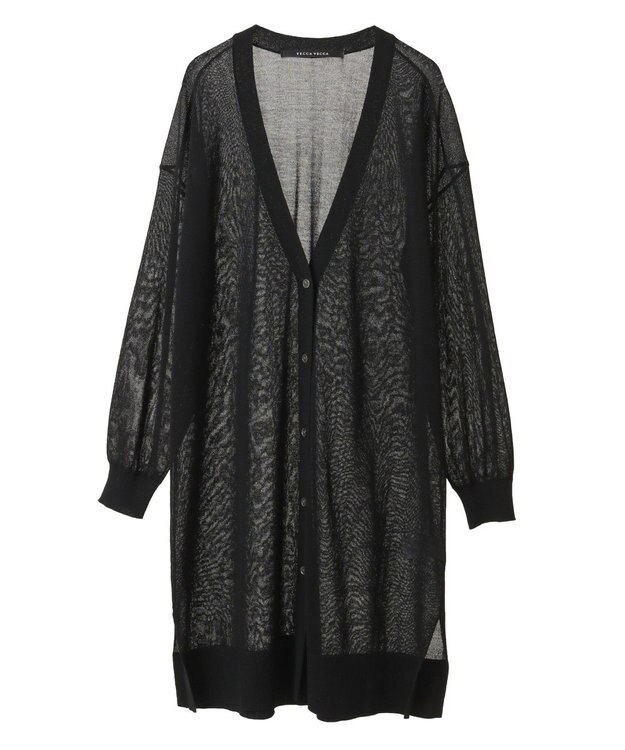 YECCA VECCA シアーニットロング丈カーディガン Black