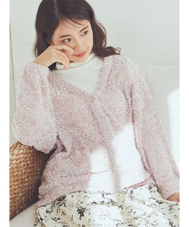 earth music&ecology ぽこぽこヤーンカーディガン Light Pink