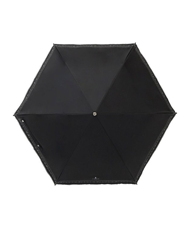 MOONBAT 【一級遮光/晴雨兼用】LANVIN en Bleu (ランバン オン ブルー)  折りたたみ日傘 ラメ刺繍 ピコレース ブラック