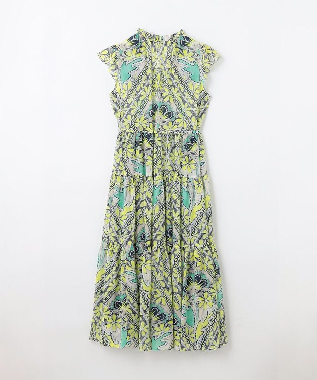 GRACE CONTINENTAL シフォンプリントティアードワンピース イエロー