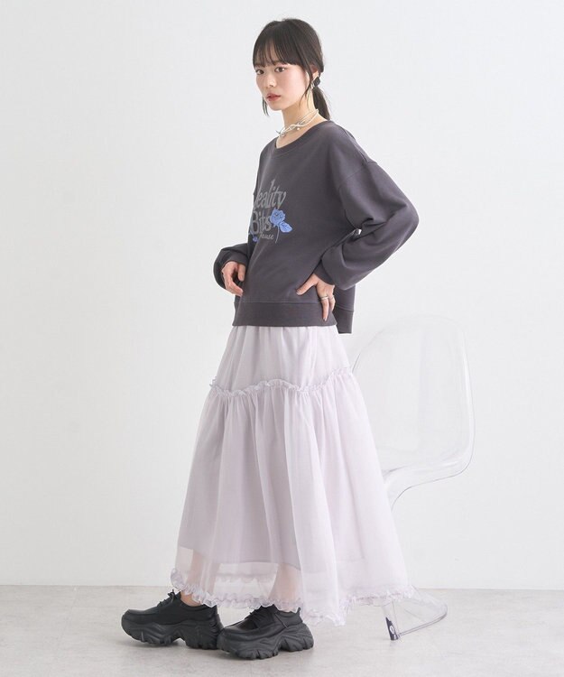 earth music&ecology ローズ×ロゴグラフィックスウェット Charcoal Gray