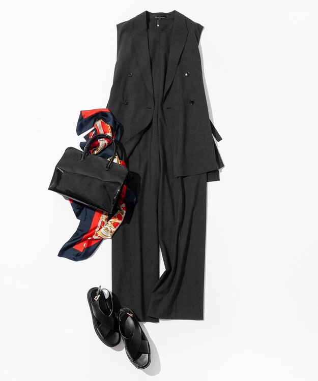 23区 S 【洗える】TWマットクロス オールインワン チャコール系