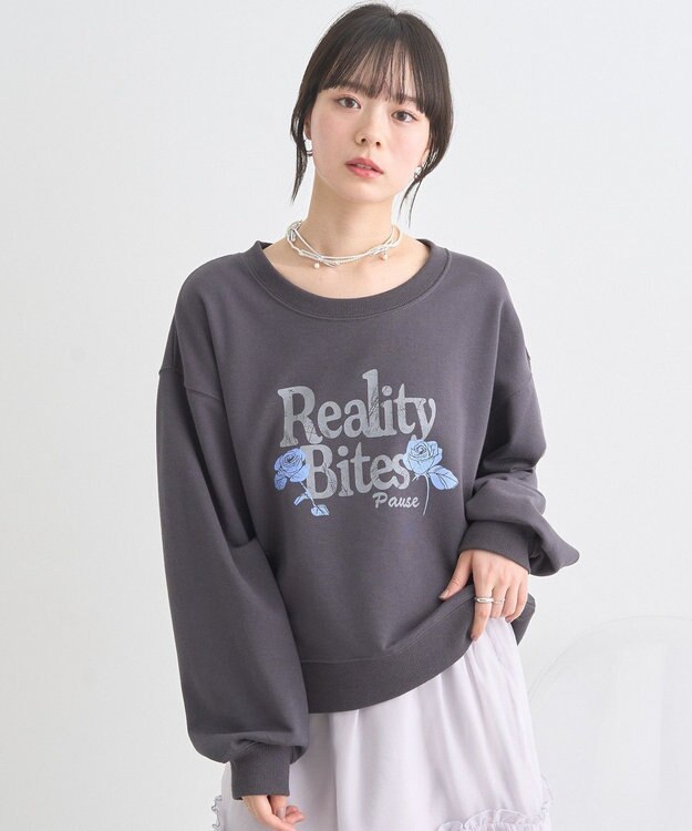 earth music&ecology ローズ×ロゴグラフィックスウェット Charcoal Gray