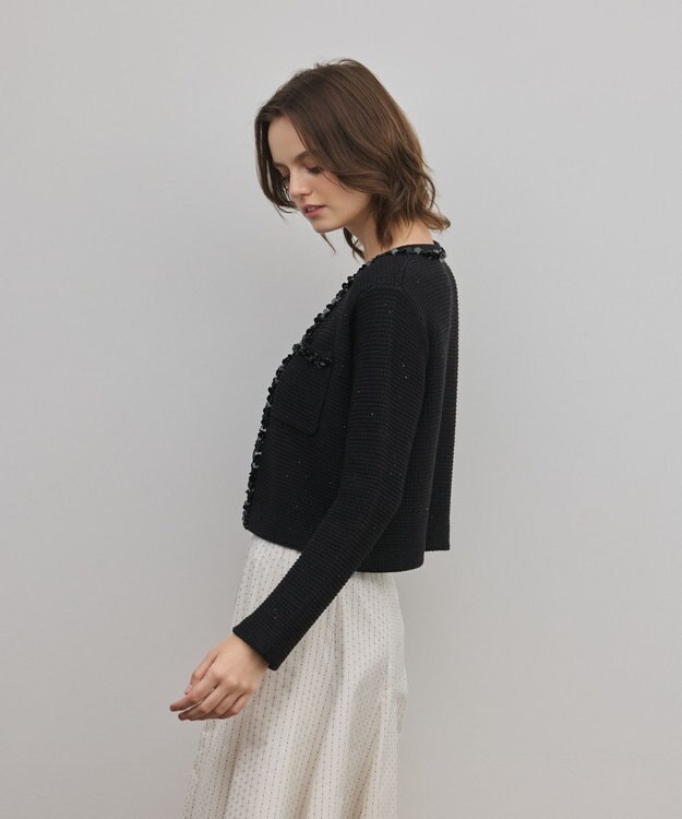 GRACE CONTINENTAL ブレードツイードニットジャケット ブラック