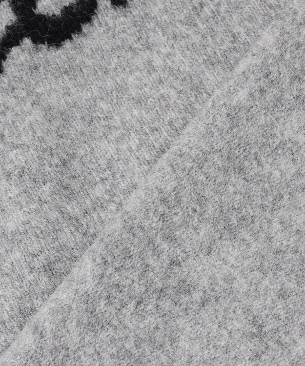 UNFILO ふわふわニット ロゴジャガード グレー×ブラックロゴ