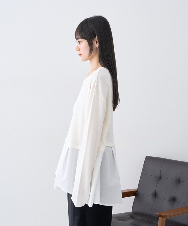 earth music&ecology 【吸湿発熱】あったかフェミニンインナー（シャツヘム） Off White