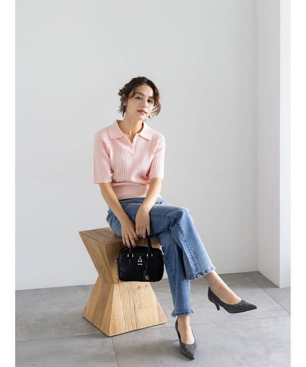 Te chichi ミニケーブルポロニット ピンク